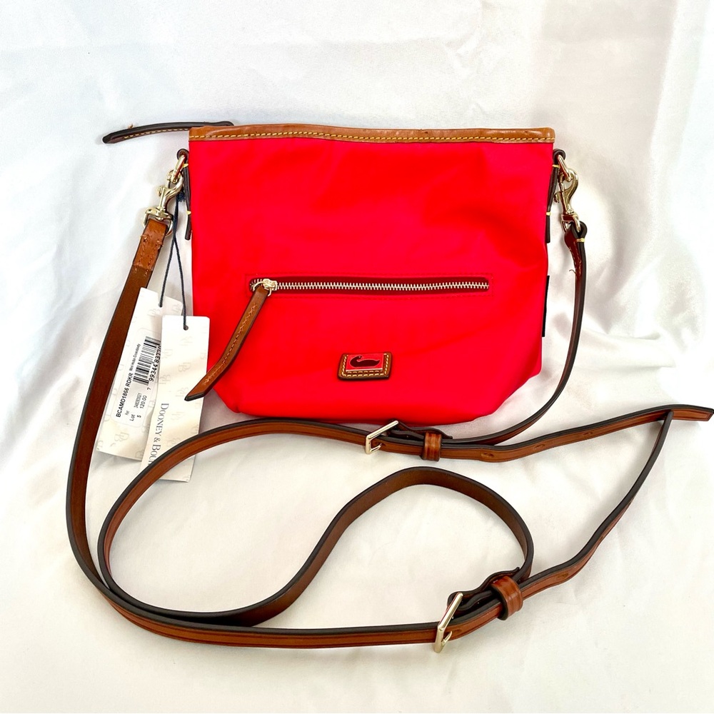 Dooney & Bourke Nylon Mini Hobo Crossbody Bag Red Leather Trim NWT